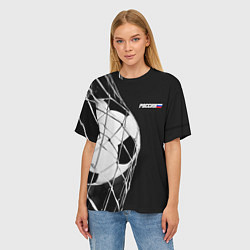 Футболка оверсайз женская Футбольный мяч в сетке ворот, цвет: 3D-принт — фото 2