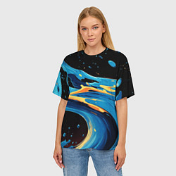 Футболка оверсайз женская Синяя волна из красок, цвет: 3D-принт — фото 2