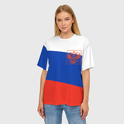 Футболка оверсайз женская Россия флаг с гербом, цвет: 3D-принт — фото 2