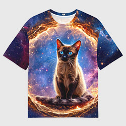 Футболка оверсайз женская Сиамская кошка в космосе, цвет: 3D-принт