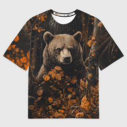 Футболка оверсайз женская Медведь в лесной чаще, цвет: 3D-принт