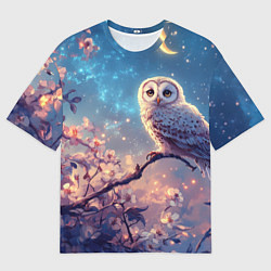 Футболка оверсайз женская Сова на фоне ночного неба, цвет: 3D-принт