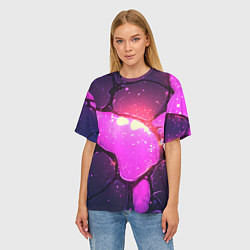 Футболка оверсайз женская Розовая текстура разлом плит, цвет: 3D-принт — фото 2