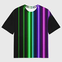 Женская футболка оверсайз Neon lines
