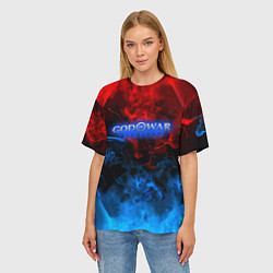 Футболка оверсайз женская God of War битва огня, цвет: 3D-принт — фото 2