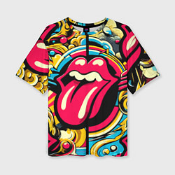 Футболка оверсайз женская Rolling Stones logo - pop art pattern, цвет: 3D-принт