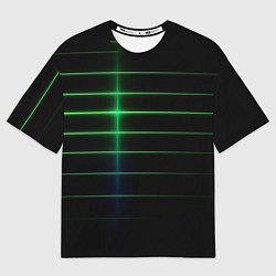 Футболка оверсайз женская The line is green and black, цвет: 3D-принт