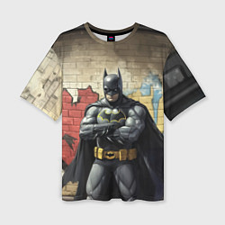 Футболка оверсайз женская Бэтмен на фоне стены, цвет: 3D-принт