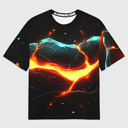 Футболка оверсайз женская Лава в черной текстуре, цвет: 3D-принт