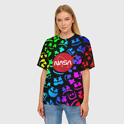 Футболка оверсайз женская Marshmello x NASA gradient, цвет: 3D-принт — фото 2