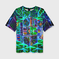 Женская футболка оверсайз Психоделика узор кислотный
