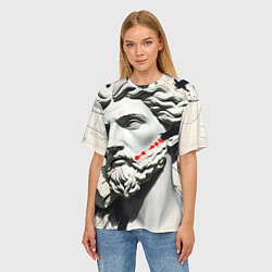 Футболка оверсайз женская Античный портрет зарисовки, цвет: 3D-принт — фото 2