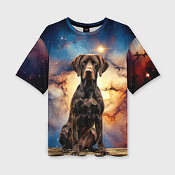 Футболка оверсайз женская Курцхаар и космос, цвет: 3D-принт