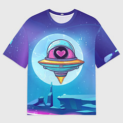 Футболка оверсайз женская Нло с сердечком внутри, цвет: 3D-принт