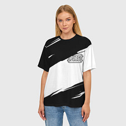 Футболка оверсайз женская PUBG черно белые краски, цвет: 3D-принт — фото 2
