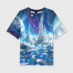 Женская футболка оверсайз Космический фантастический пейзаж