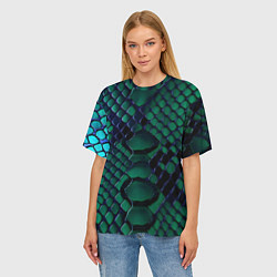 Футболка оверсайз женская Бирюзовая змеиная кожа, цвет: 3D-принт — фото 2