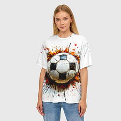 Футболка оверсайз женская Футбольный мяч на белом, цвет: 3D-принт — фото 2