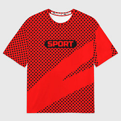 Женская футболка оверсайз Sport красно-чёрный текстурный