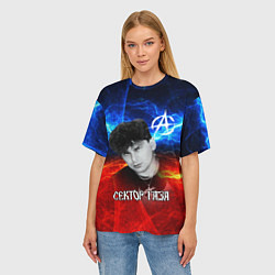 Футболка оверсайз женская Сектор газа молнии на фоне, цвет: 3D-принт — фото 2