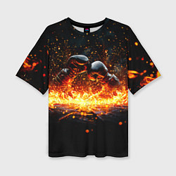 Футболка оверсайз женская Кикбоксеркие перчатки в огне, цвет: 3D-принт
