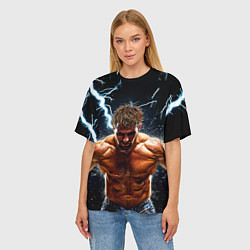 Футболка оверсайз женская Рестлер в молниях, цвет: 3D-принт — фото 2