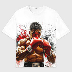 Футболка оверсайз женская Тайский боксер на белом, цвет: 3D-принт