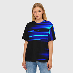 Футболка оверсайз женская Color blue black, цвет: 3D-принт — фото 2