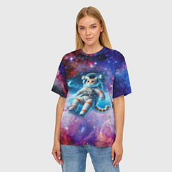 Футболка оверсайз женская The cat is a brave cosmonaut - ai art, цвет: 3D-принт — фото 2