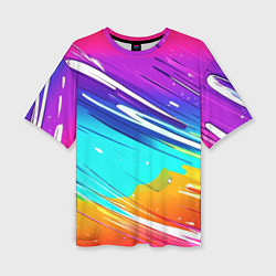 Футболка оверсайз женская Радужные брызги краски текстура, цвет: 3D-принт