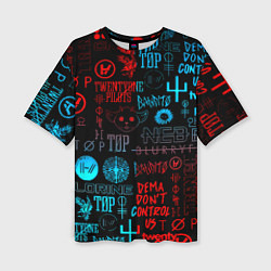 Футболка оверсайз женская Twenty one pilots rock pattern, цвет: 3D-принт