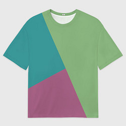Футболка оверсайз женская Сине-зелёно-розовый тёмный трёхцветный, цвет: 3D-принт