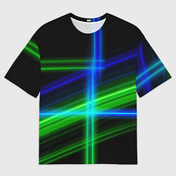 Футболка оверсайз женская Color blue black green, цвет: 3D-принт