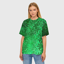 Футболка оверсайз женская Зелёный малахит абстрактная текстура, цвет: 3D-принт — фото 2