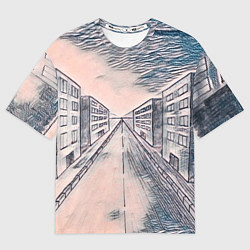 Женская футболка оверсайз Сумрачный город