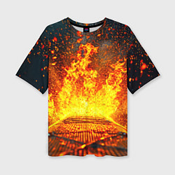 Футболка оверсайз женская Сапборд в огне, цвет: 3D-принт