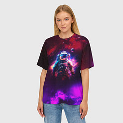 Футболка оверсайз женская Космонавт пламенный, цвет: 3D-принт — фото 2