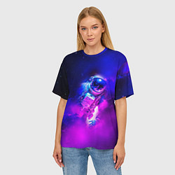 Футболка оверсайз женская Космонавт среди облаков, цвет: 3D-принт — фото 2