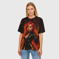 Футболка оверсайз женская Пламенная Мавуика - Genshin Impact, цвет: 3D-принт — фото 2