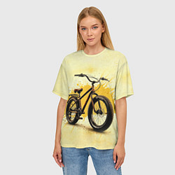 Футболка оверсайз женская Фэтбайк на бежевом, цвет: 3D-принт — фото 2