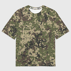 Футболка оверсайз женская Камуфляж защитный пиксельный, цвет: 3D-принт