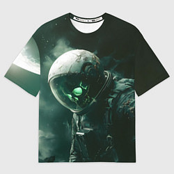 Женская футболка оверсайз Скелет космонавта в космосе