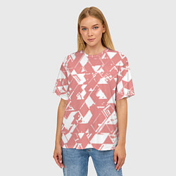 Футболка оверсайз женская Розовый с белыми вставками абстрактный, цвет: 3D-принт — фото 2
