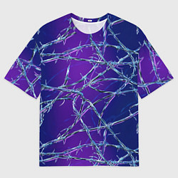 Футболка оверсайз женская Проволока на сине-фиолетовом фоне - абстрактная те, цвет: 3D-принт