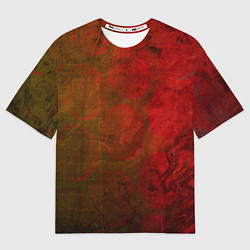 Футболка оверсайз женская Абстракция - green circles in red, цвет: 3D-принт
