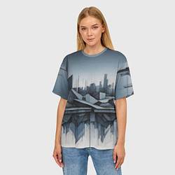 Футболка оверсайз женская Небоскребы и скалы, цвет: 3D-принт — фото 2