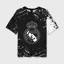 Футболка оверсайз женская Real Madrid белые краски, цвет: 3D-принт