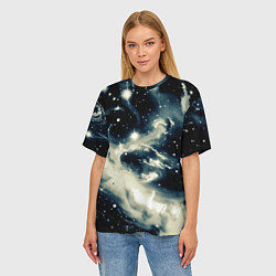 Футболка оверсайз женская Космический абстрактный чёрно-синий, цвет: 3D-принт — фото 2