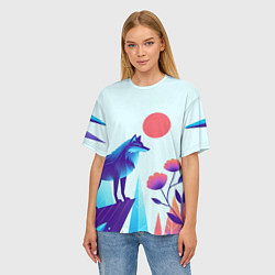 Футболка оверсайз женская Волк в долине охраняет цветок, цвет: 3D-принт — фото 2