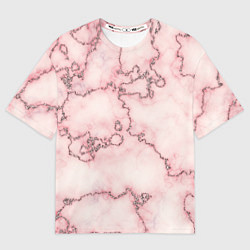 Футболка оверсайз женская Розовая абстракция с мраморной текстурой и блеском, цвет: 3D-принт
